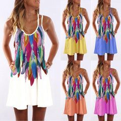 Round Neck Print Shift Dress