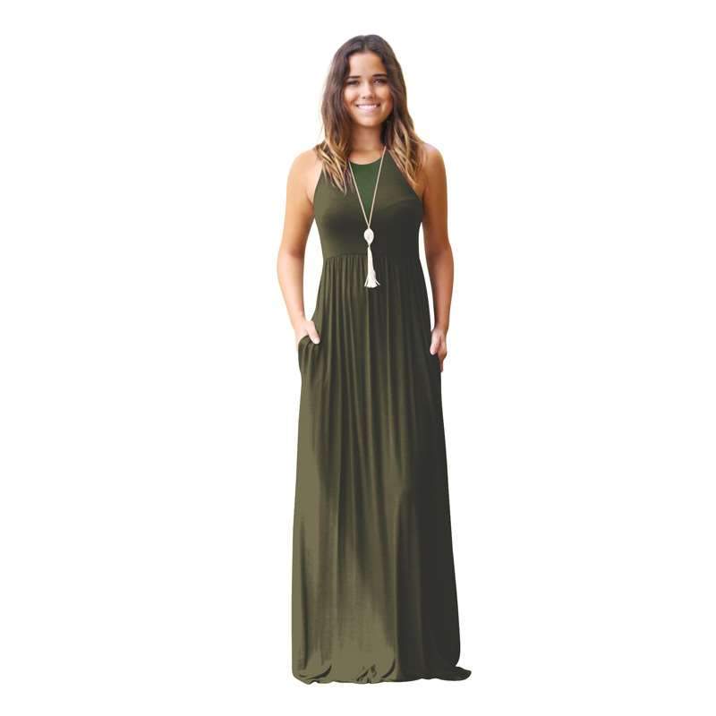 Casual Round neck Vest Maxi Dresses