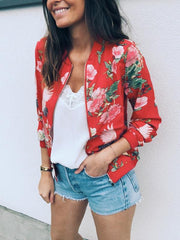 Stand up collar Women Floral Printed Jacket Blazer
