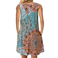 Fashion Print Sleeveless Vest Shift Dresses