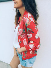 Stand up collar Women Floral Printed Jacket Blazer