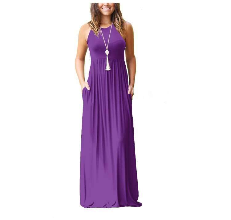 Casual Round neck Vest Maxi Dresses