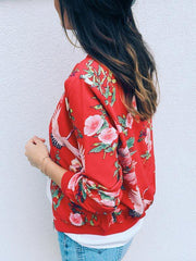 Stand up collar Women Floral Printed Jacket Blazer