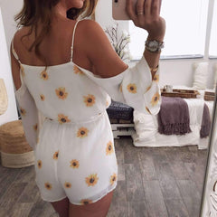 Fashion Off shoulder Vest Print Jumpsuits