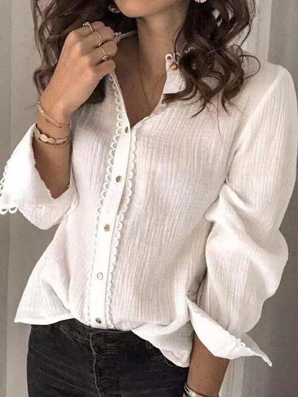 White long sleeve lace blouses