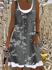 Daily Round neck Sleeveless Printed Shift Dresses