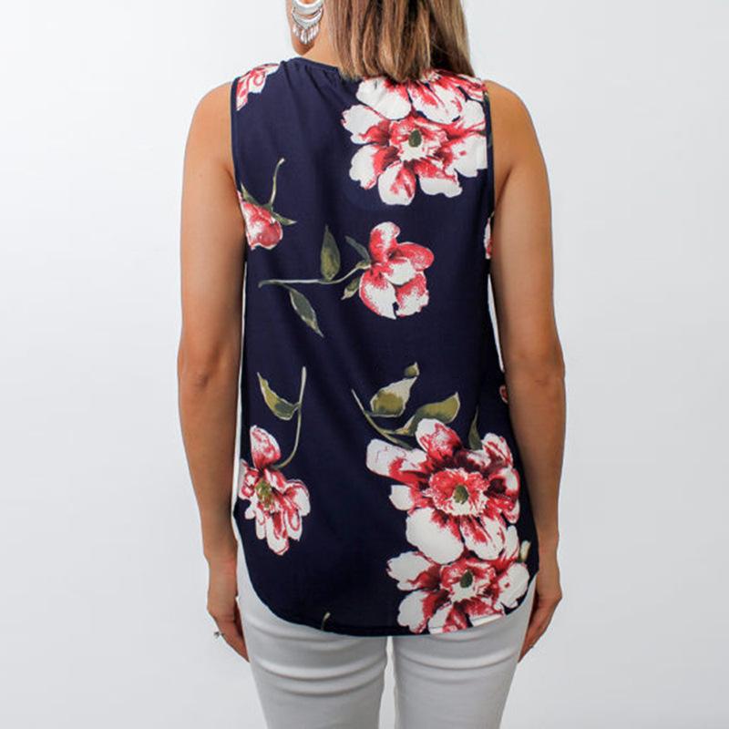 Sexy Fashion Floral Zipper V neck  T-Shirts