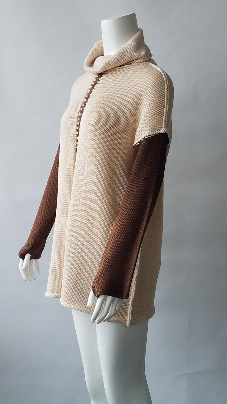 Women High collar Loose Knit Sweaters