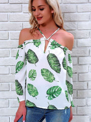 Fashion Print Off shoulder Halt T-Shirts