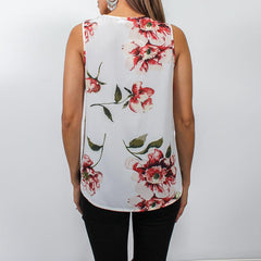 Sexy Fashion Floral Zipper V neck  T-Shirts