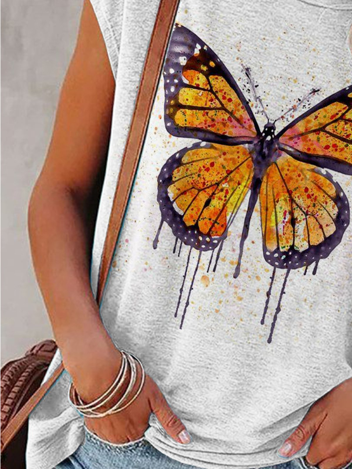 Short Sleeve Butterfly Casual Shirts & Tops