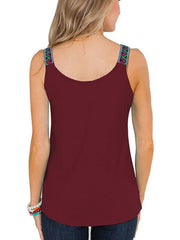 Women Bohemia Style Strap Plain Vests