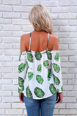 Fashion Print Off shoulder Halt T-Shirts
