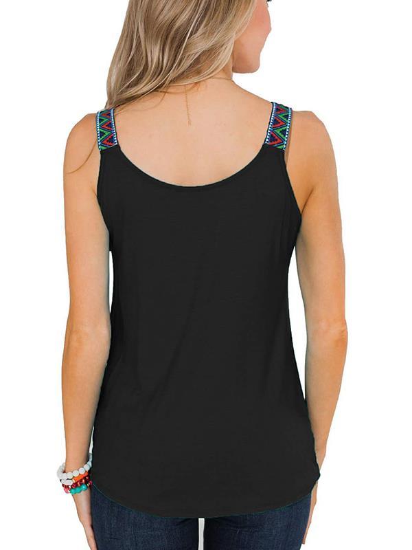 Women Bohemia Style Strap Plain Vests