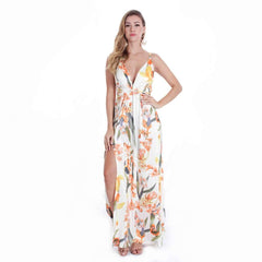 Sexy Backless Print Vest Maxi Dresses
