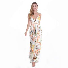 Sexy Backless Print Vest Maxi Dresses