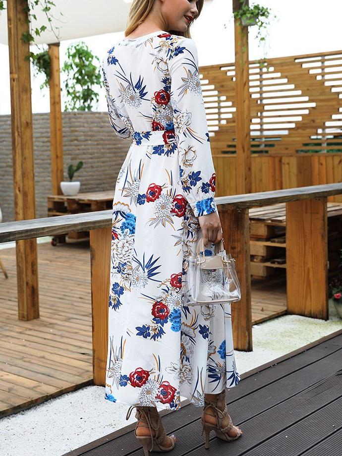 Women Autumn Long sleeve Floral  Maxi Dresses