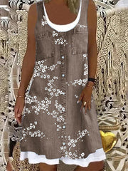 Daily Round neck Sleeveless Printed Shift Dresses