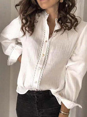 White long sleeve lace blouses