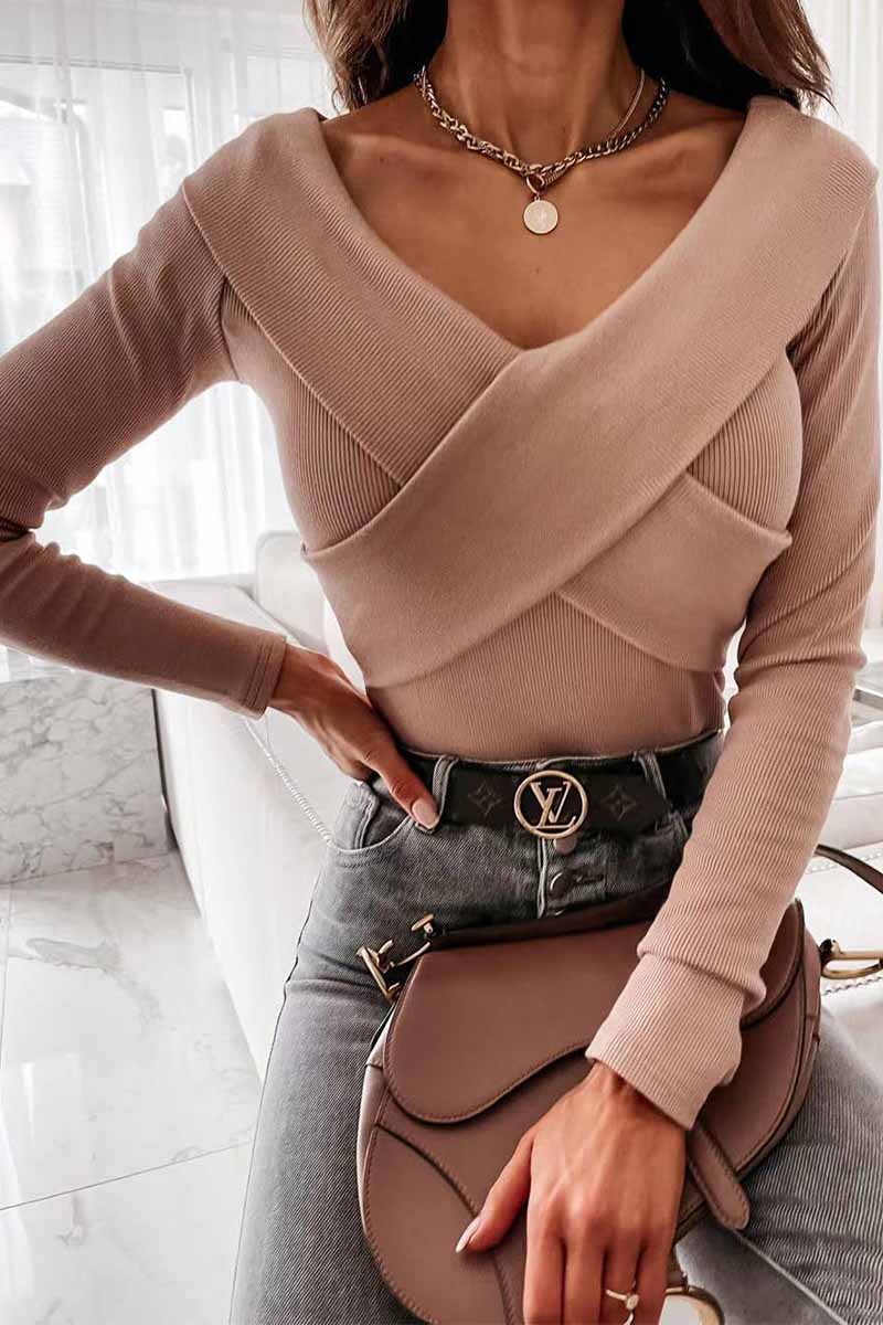 Sexy V-Neck Strapless Striped Tie Tops Sweaters