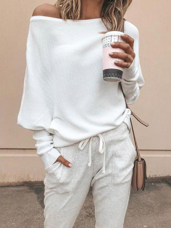 Sexy Off Shoulder Solid Top Sweater