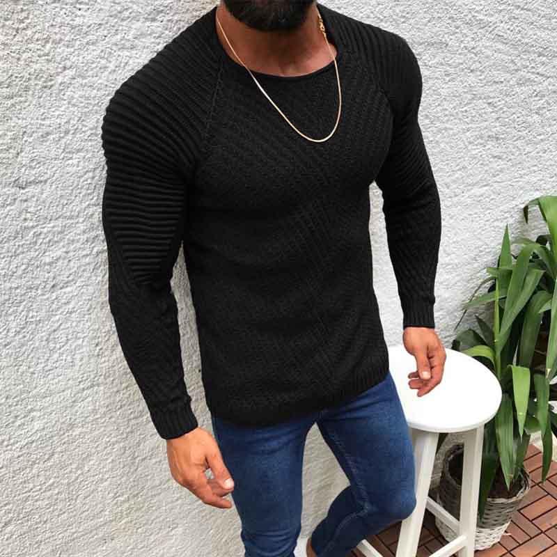 Men's Casual Fashion Slim Round Neck Pullover Sweater