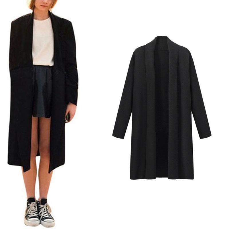 Women's Open Front Trench Coat Casual Long Cloak Cardigan