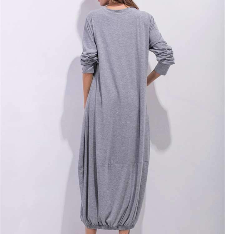 Fashion Plus Round neck Long sleeve Maxi Dresses