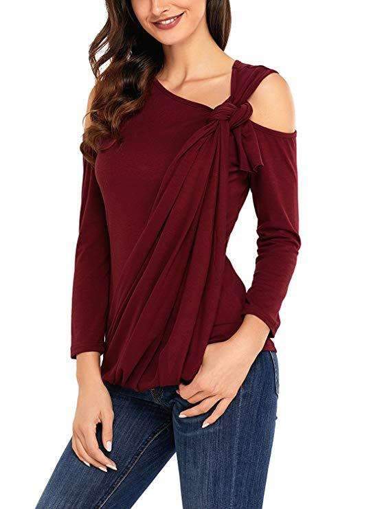 Fashion Off shoulder Sloping Lacing T-Shirts