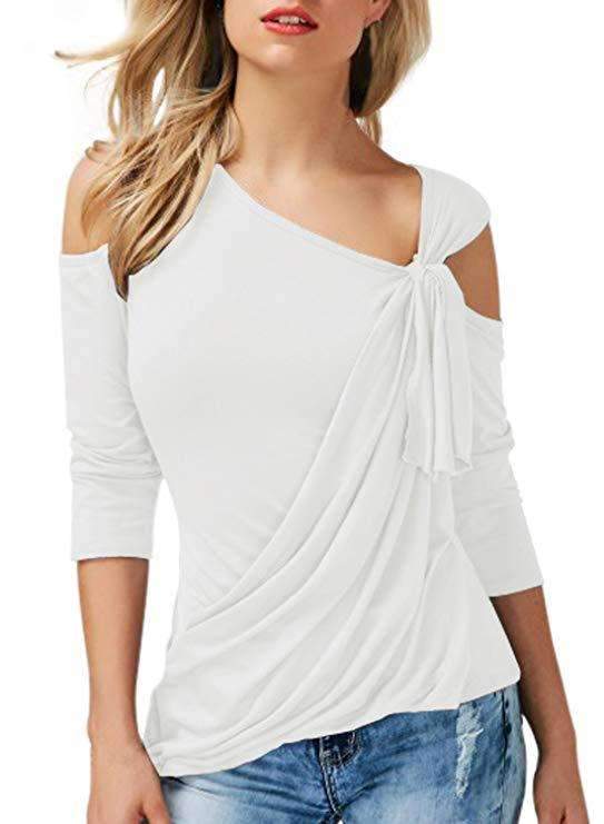 Fashion Off shoulder Sloping Lacing T-Shirts