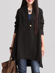 Buttoned Casual V-Neck Blouse
