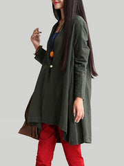 Buttoned Casual V-Neck Blouse
