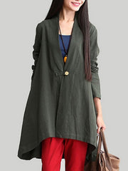 Buttoned Casual V-Neck Blouse