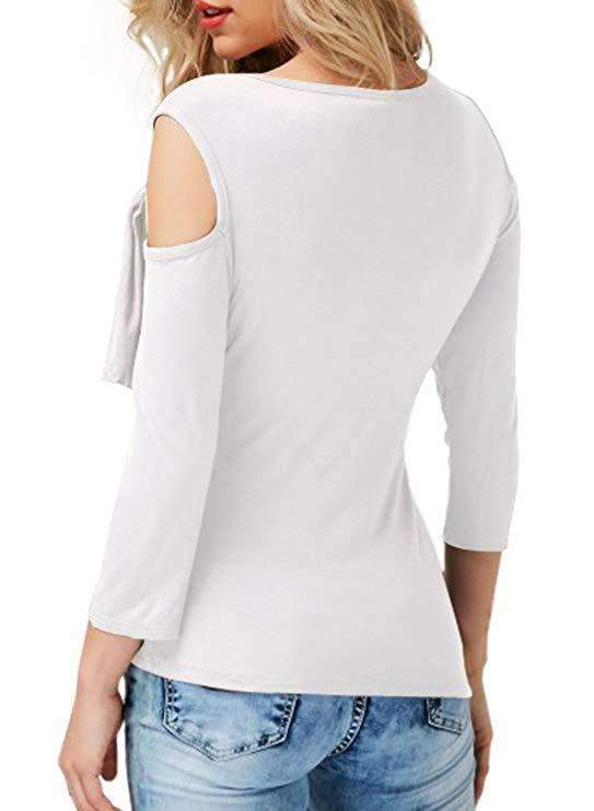 Fashion Off shoulder Sloping Lacing T-Shirts