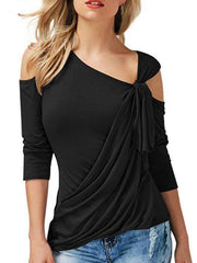 Fashion Off shoulder Sloping Lacing T-Shirts