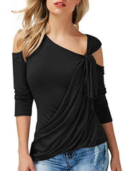 Fashion Off shoulder Sloping Lacing T-Shirts