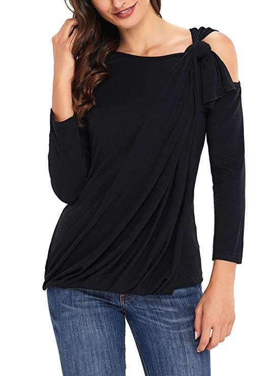 Fashion Off shoulder Sloping Lacing T-Shirts