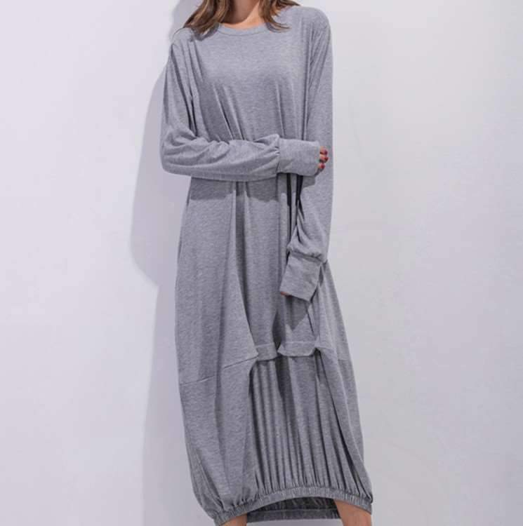 Fashion Plus Round neck Long sleeve Maxi Dresses