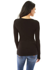 Casual Deep V Neck Cold Shoulder Fitted Cheap T-Shirt
