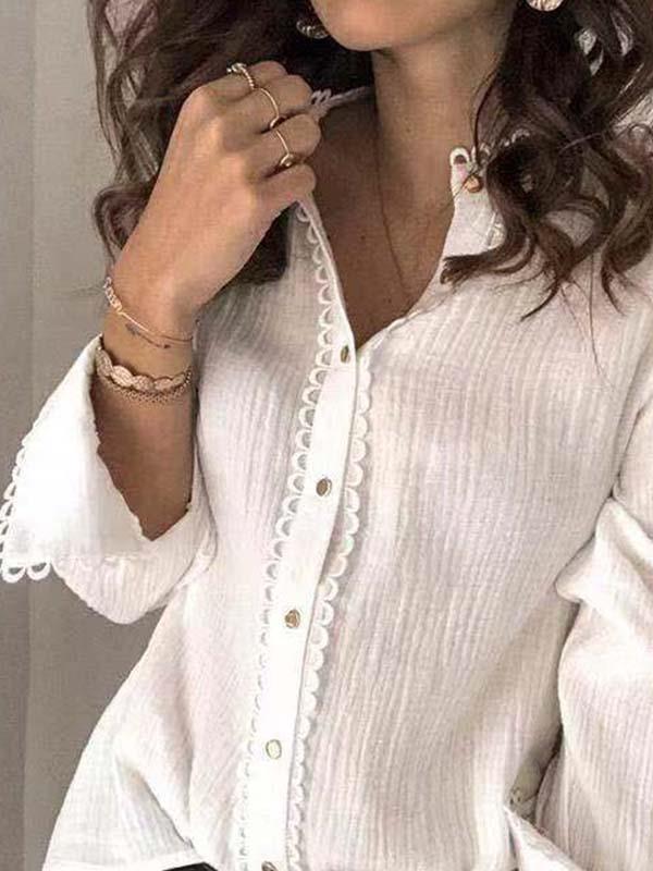 White long sleeve lace blouses