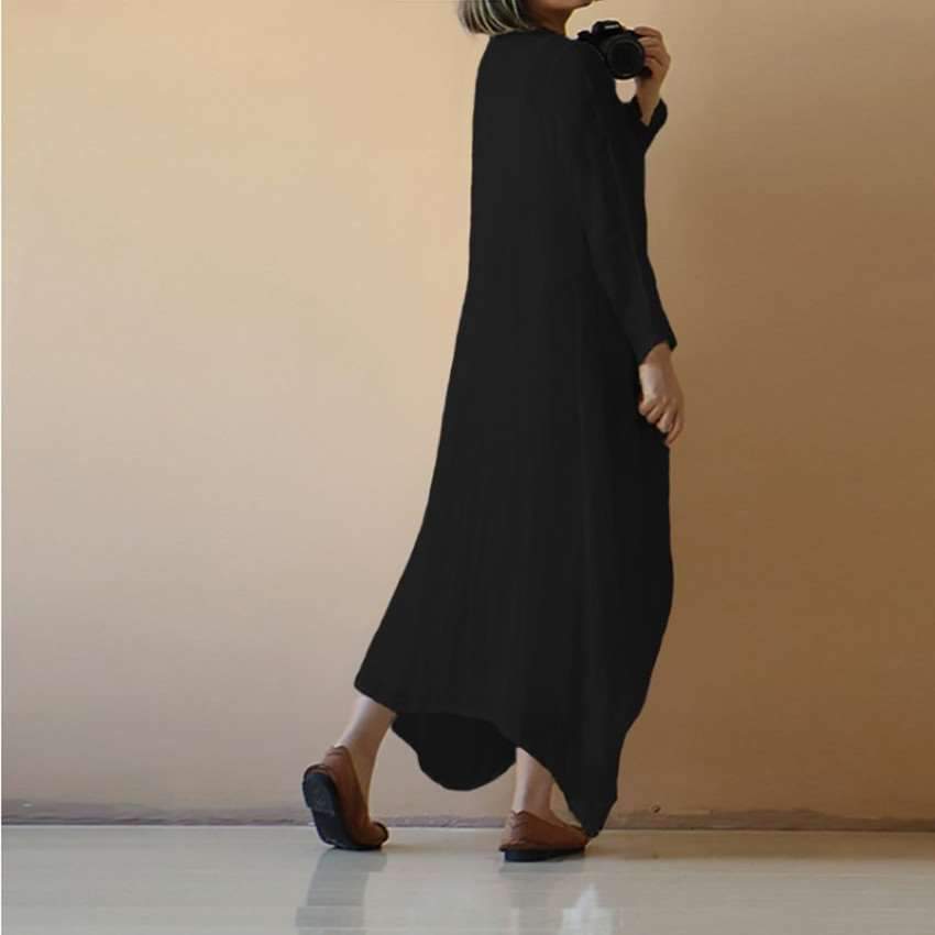 Fashion Plus Round neck Long sleeve Maxi Dresses