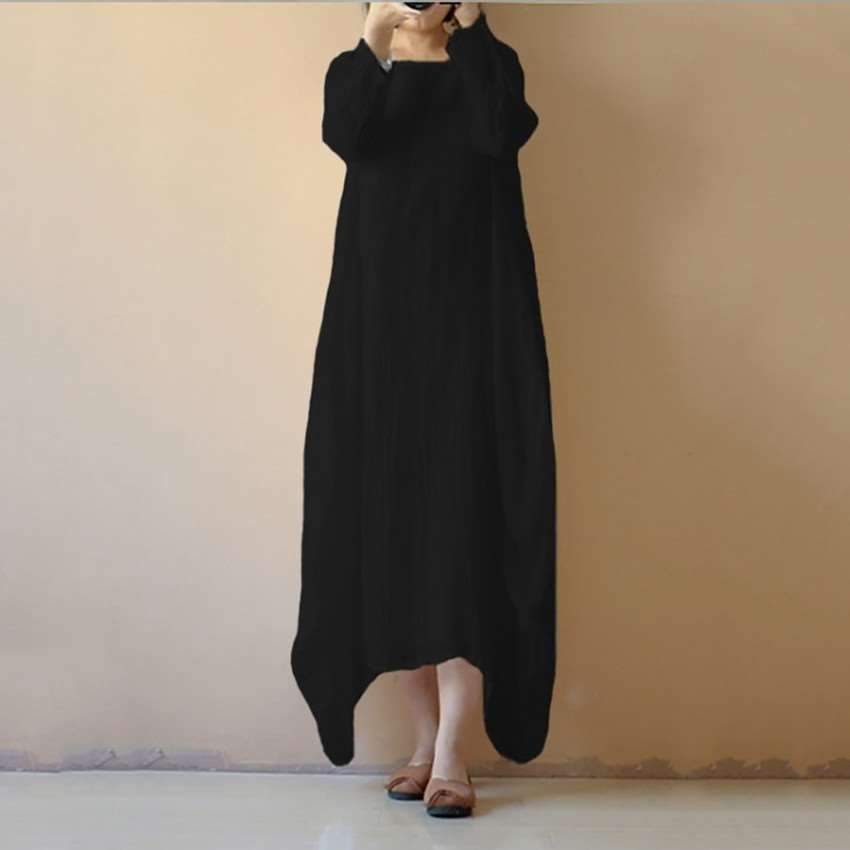 Fashion Plus Round neck Long sleeve Maxi Dresses