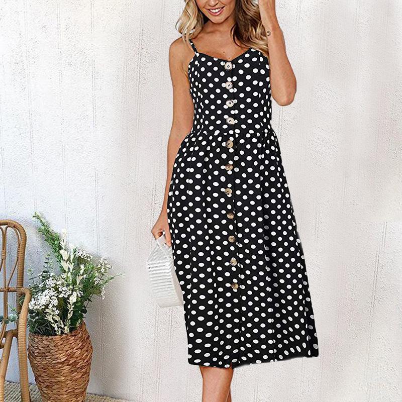 Strap V neck Women More Colors Print Backless Skater High Waist Shift Dress