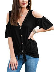 Pure Short sleeve Off shoulder Loose T-Shirts