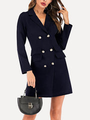 Chic Woman V-neck Double-breasted Blazer Dress