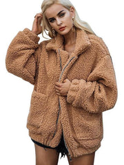 Women Casual   Long sleeve  Plush Coats