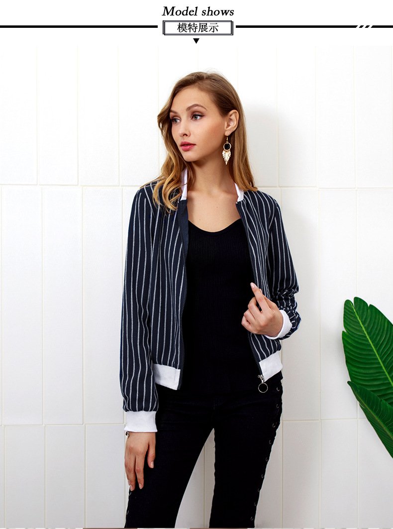 Autumn Stripe Zipper Baseball uniform Jackets