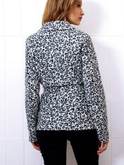 New Fashion  Leopard print Long  sleeve Waistband Coats