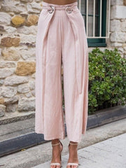 Loose Solid  high waist casual long pants