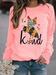 Crew Neck Long Sleeve Printed Casual Sweatshirt